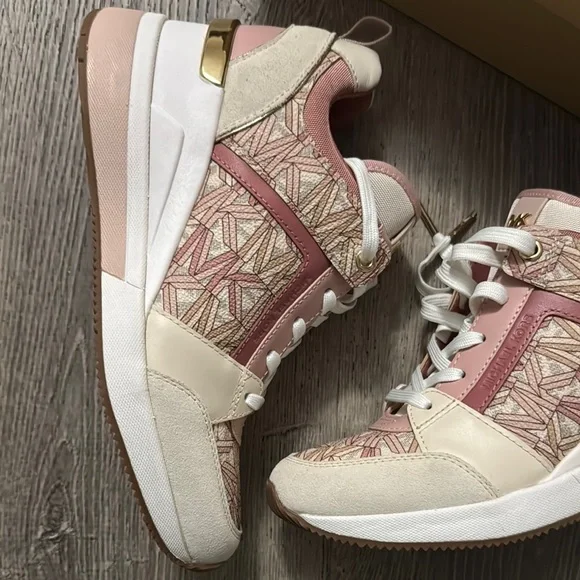 Michael Kors Women's Pink and Cream Sneakers - Picture 3 of 5